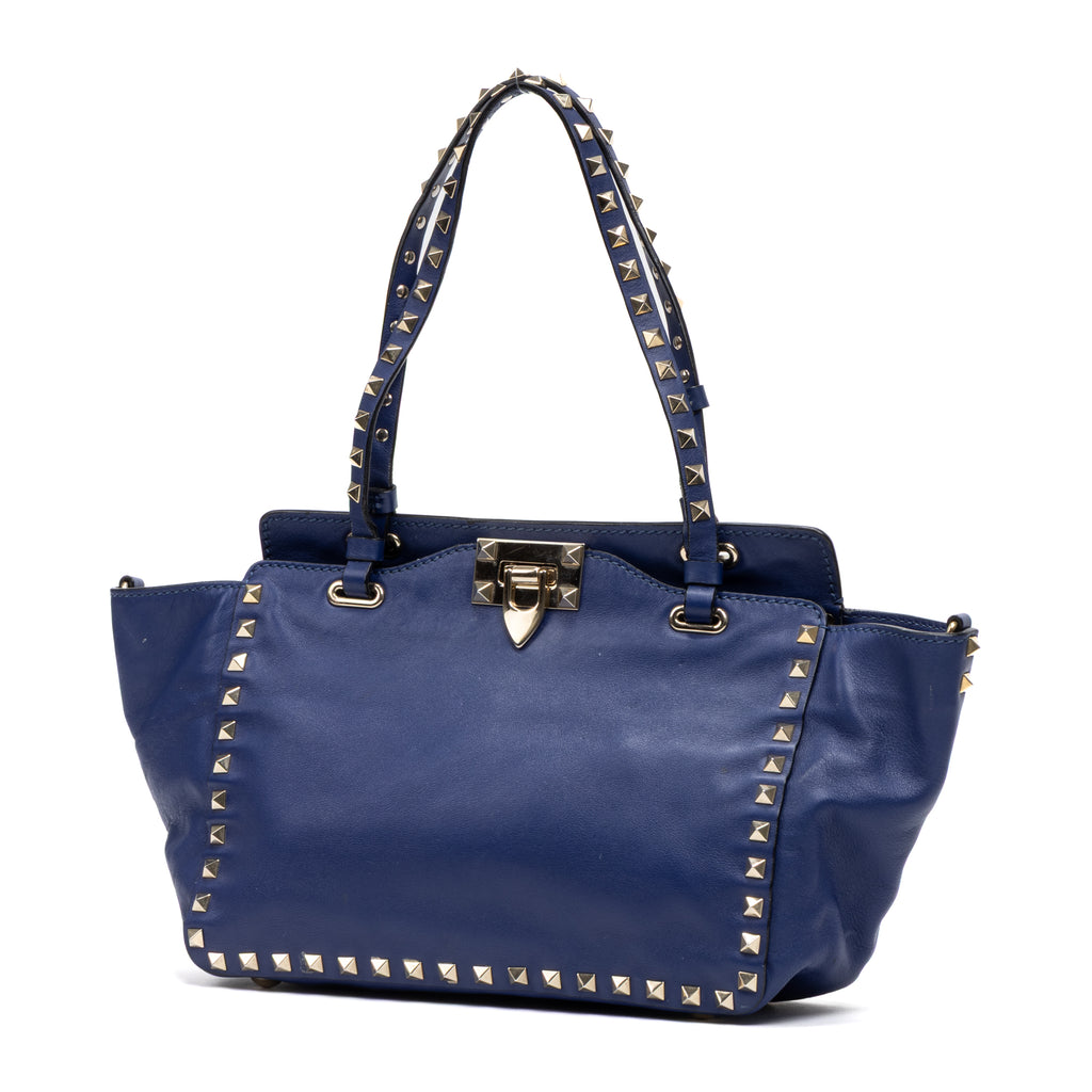 Handbag Convertible Rockstud Trapeze Tote Royal Blue Studded Calfskin Leather