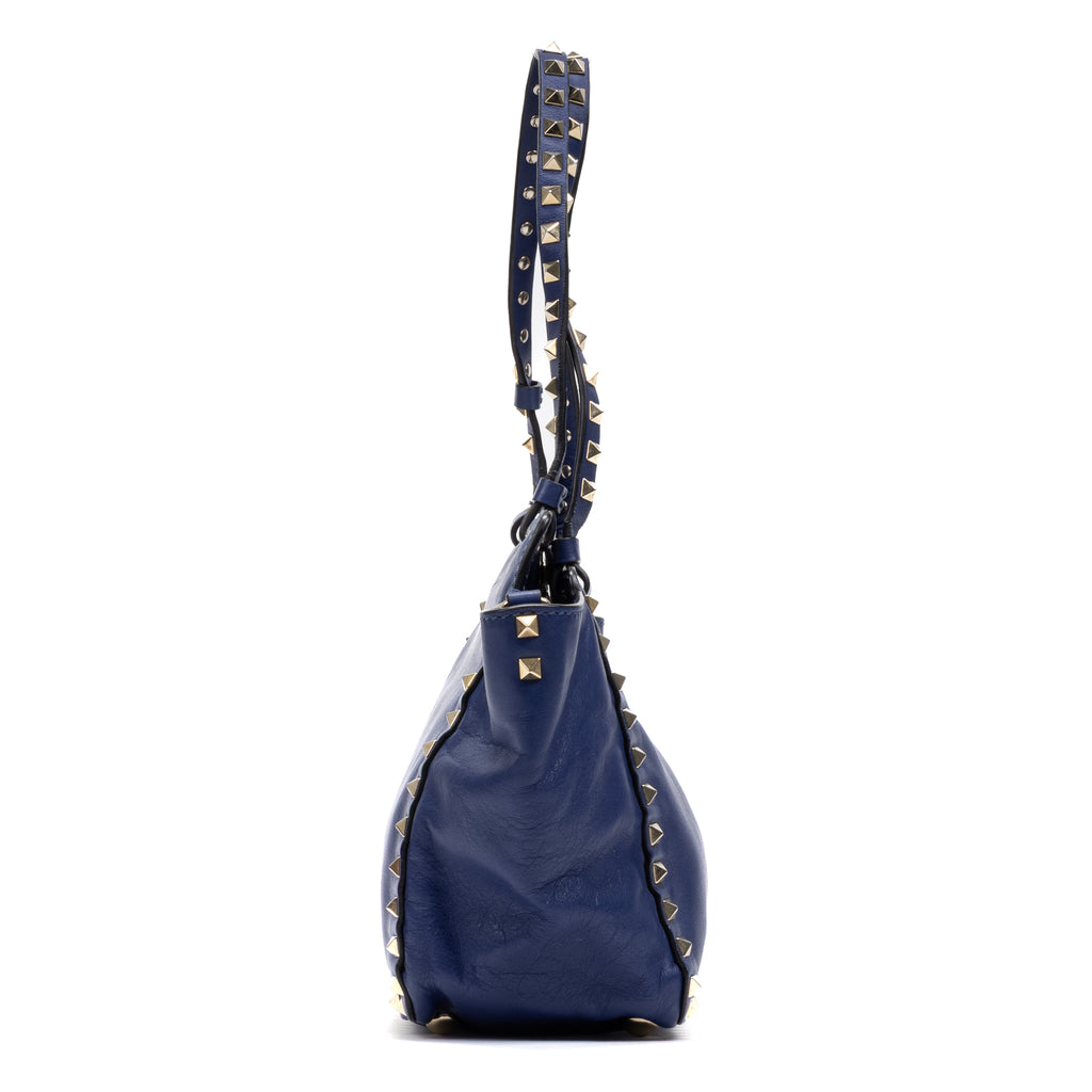 Handbag Convertible Rockstud Trapeze Tote Royal Blue Studded Calfskin Leather