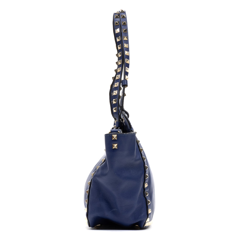 Handbag Convertible Rockstud Trapeze Tote Royal Blue Studded Calfskin Leather