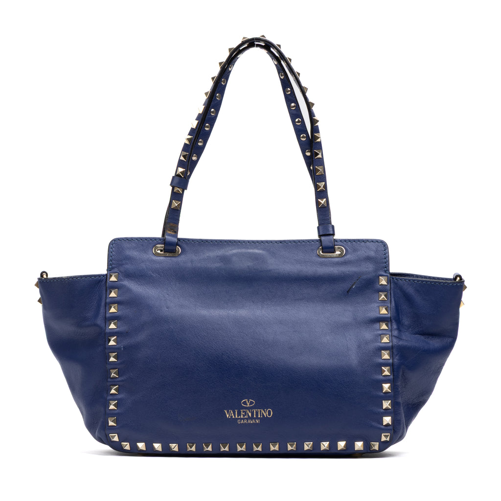Handbag Convertible Rockstud Trapeze Tote Royal Blue Studded Calfskin Leather