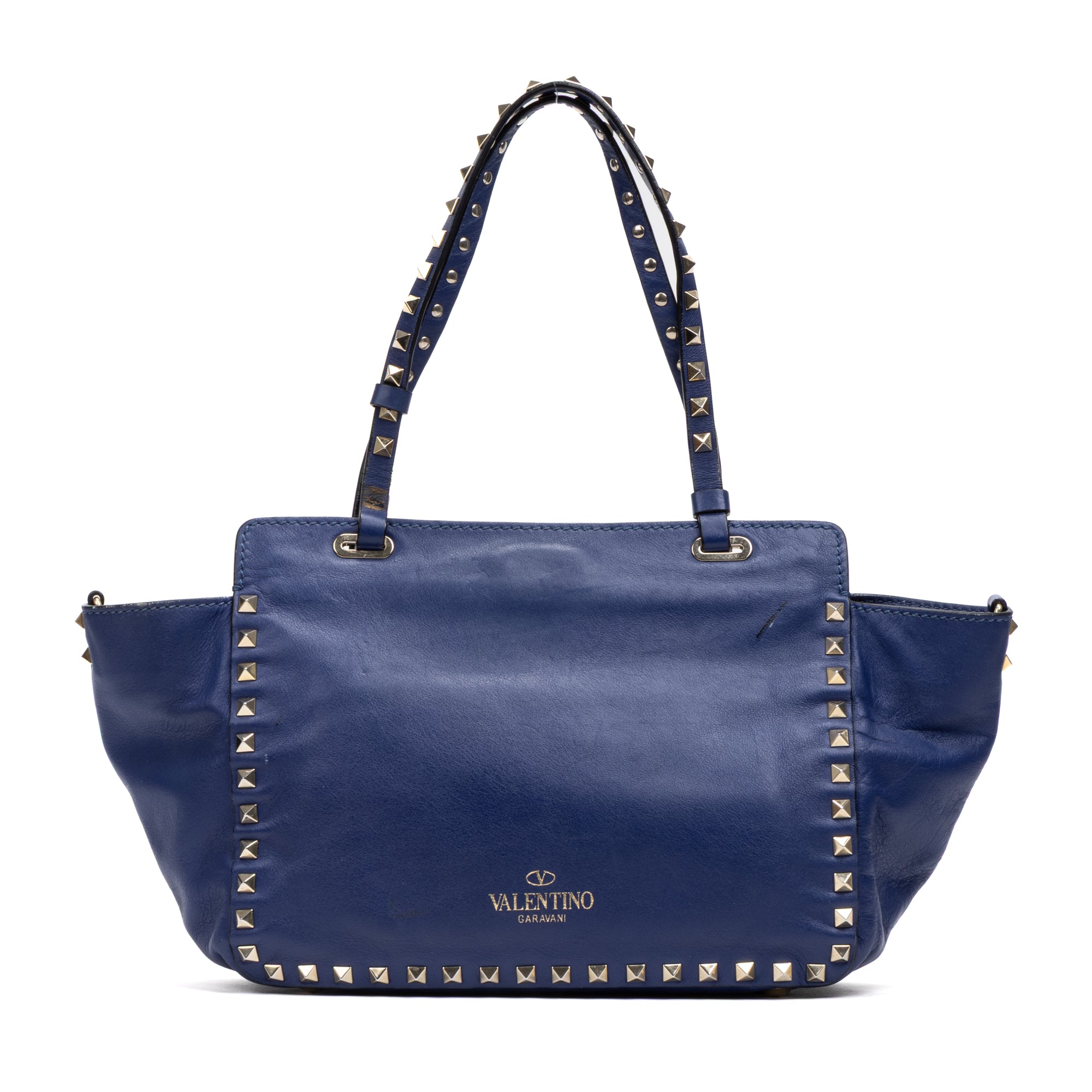 Handbag Convertible Rockstud Trapeze Tote Royal Blue Studded Calfskin Leather