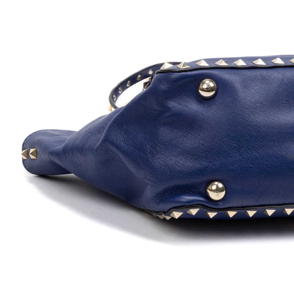 Handbag Convertible Rockstud Trapeze Tote Royal Blue Studded Calfskin Leather