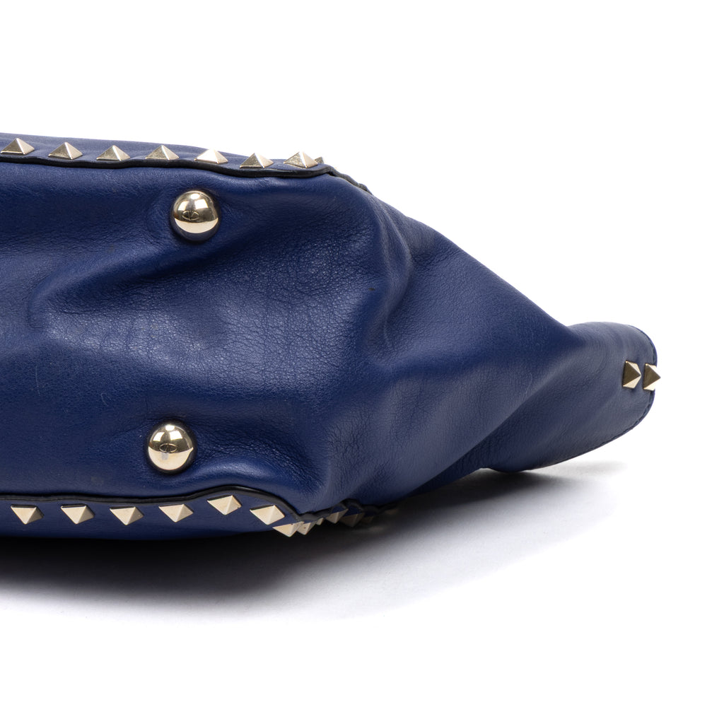 Handbag Convertible Rockstud Trapeze Tote Royal Blue Studded Calfskin Leather