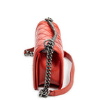 Bolso al Hombro Niño Pespuntes Rojos Piel Acolchada