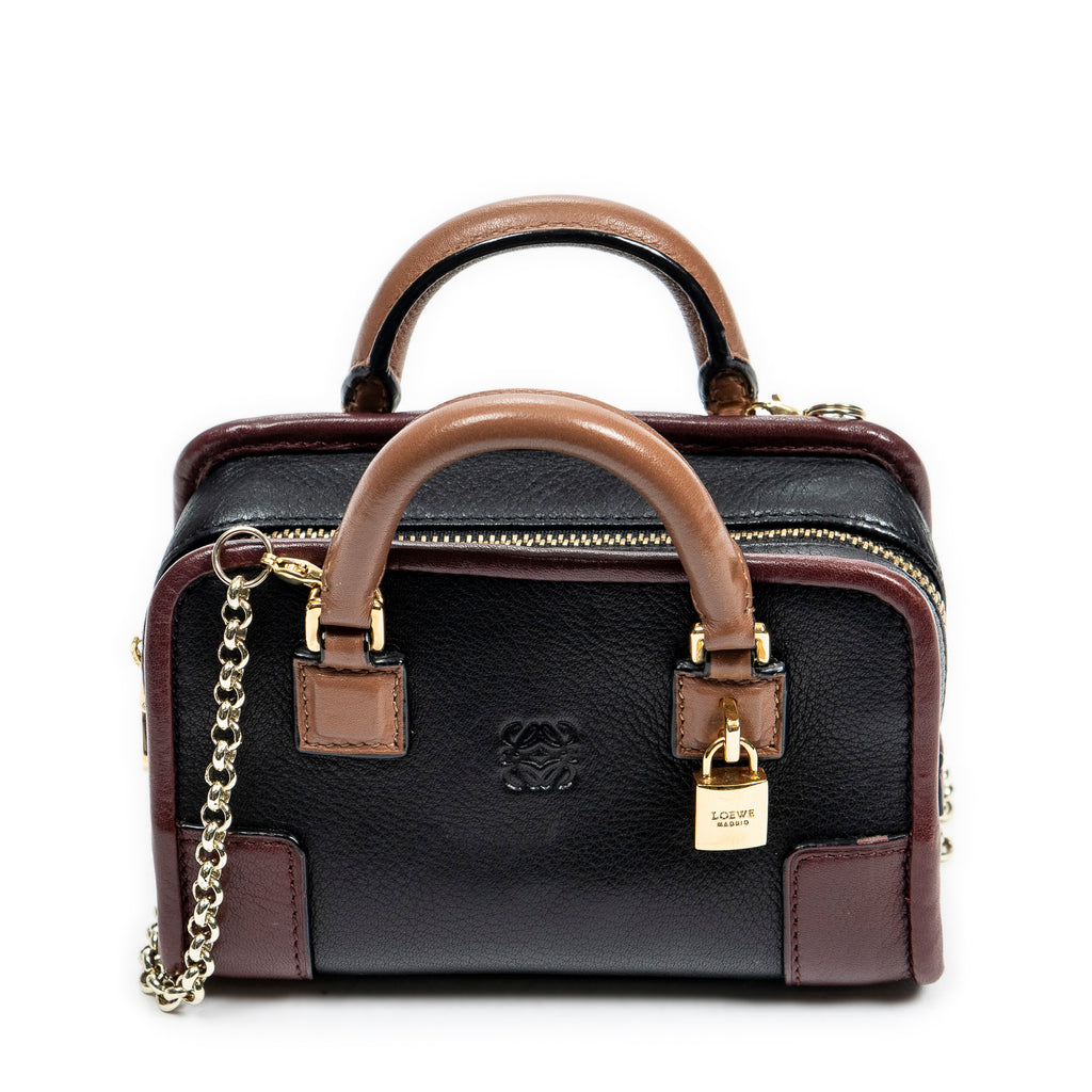 Bolso de Hombro Micro Mini Amazona Piel Granulada Negra