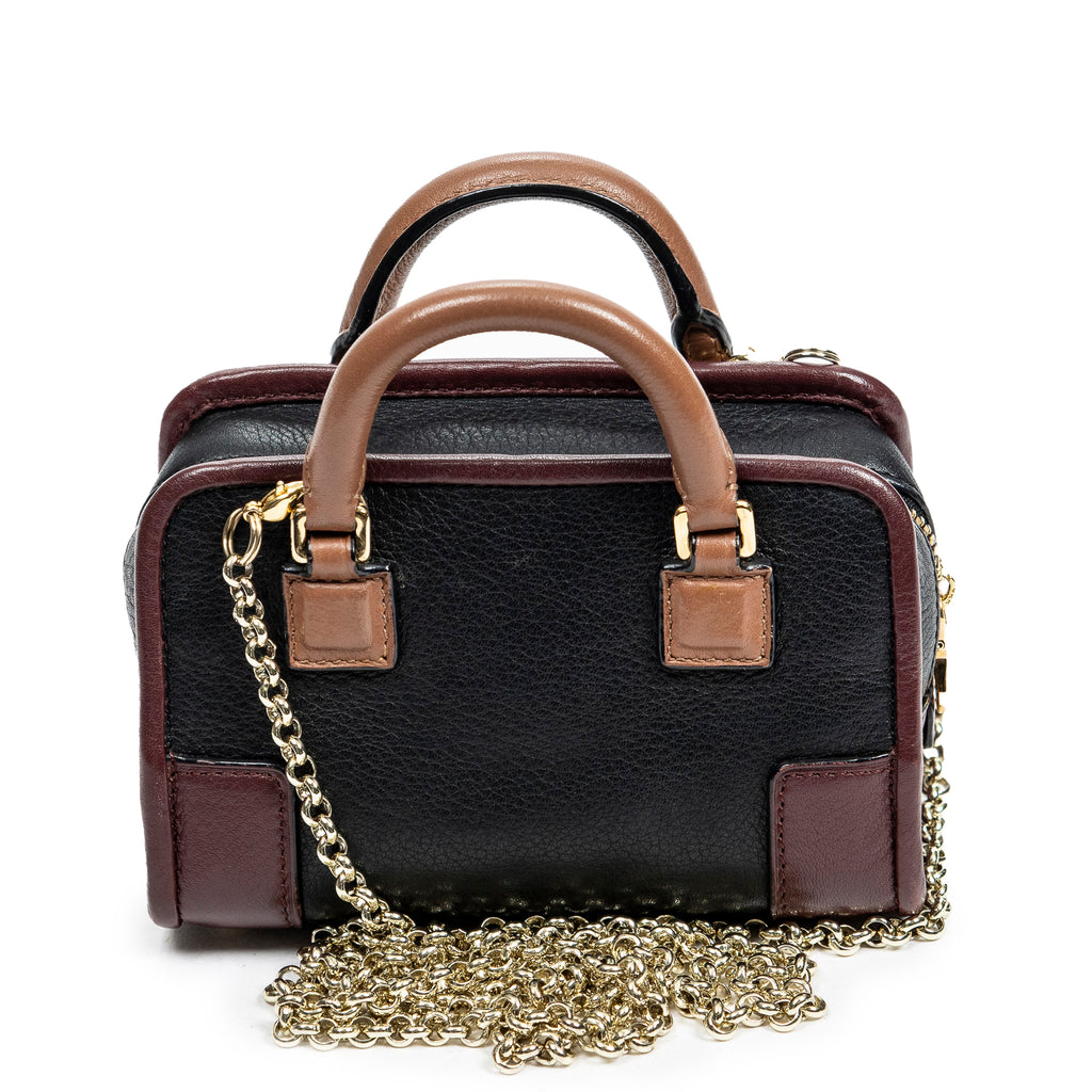 Bolso de Hombro Micro Mini Amazona Piel Granulada Negra