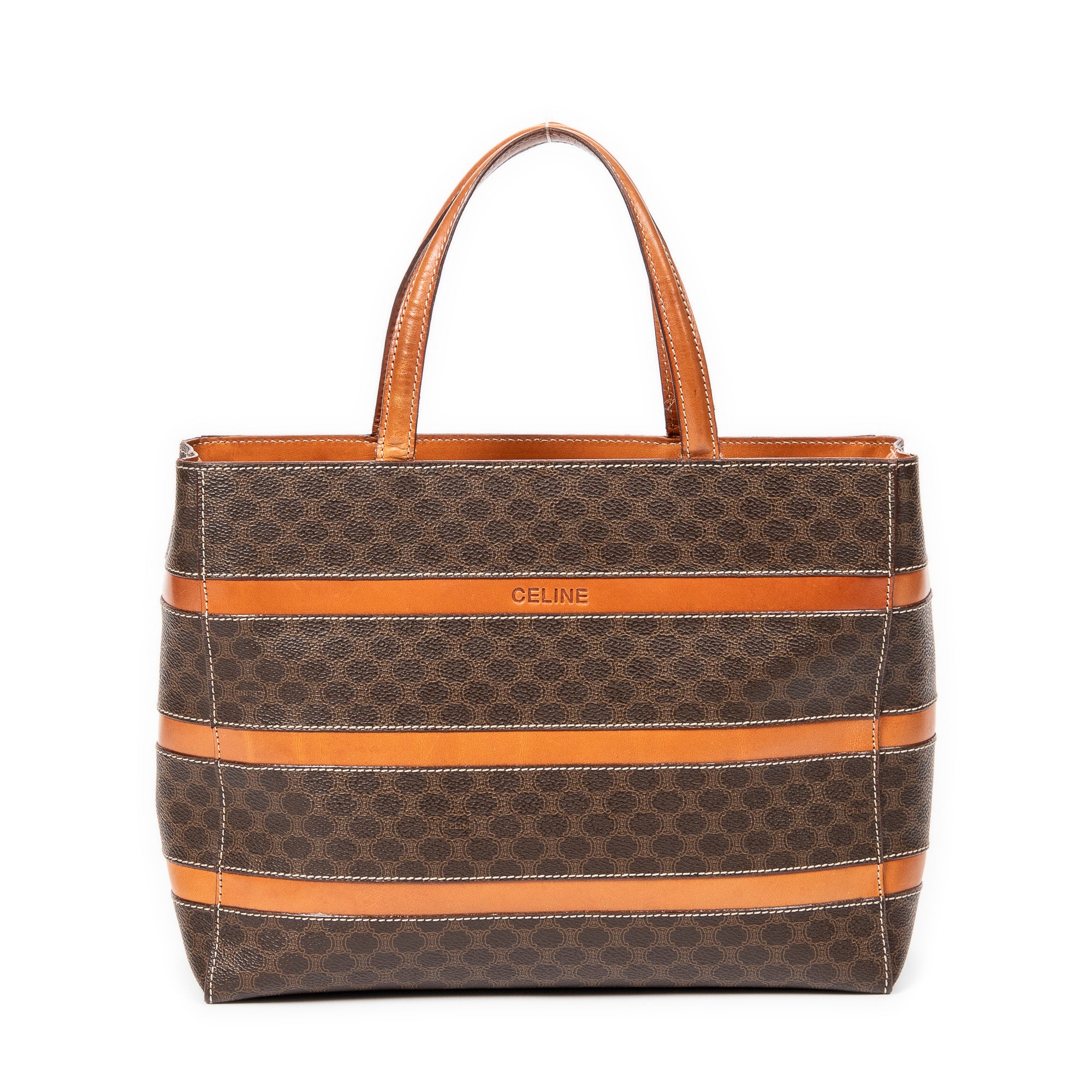 Bolso de mano pequeño cuadrado, tote, lona revestida Macadam marrón