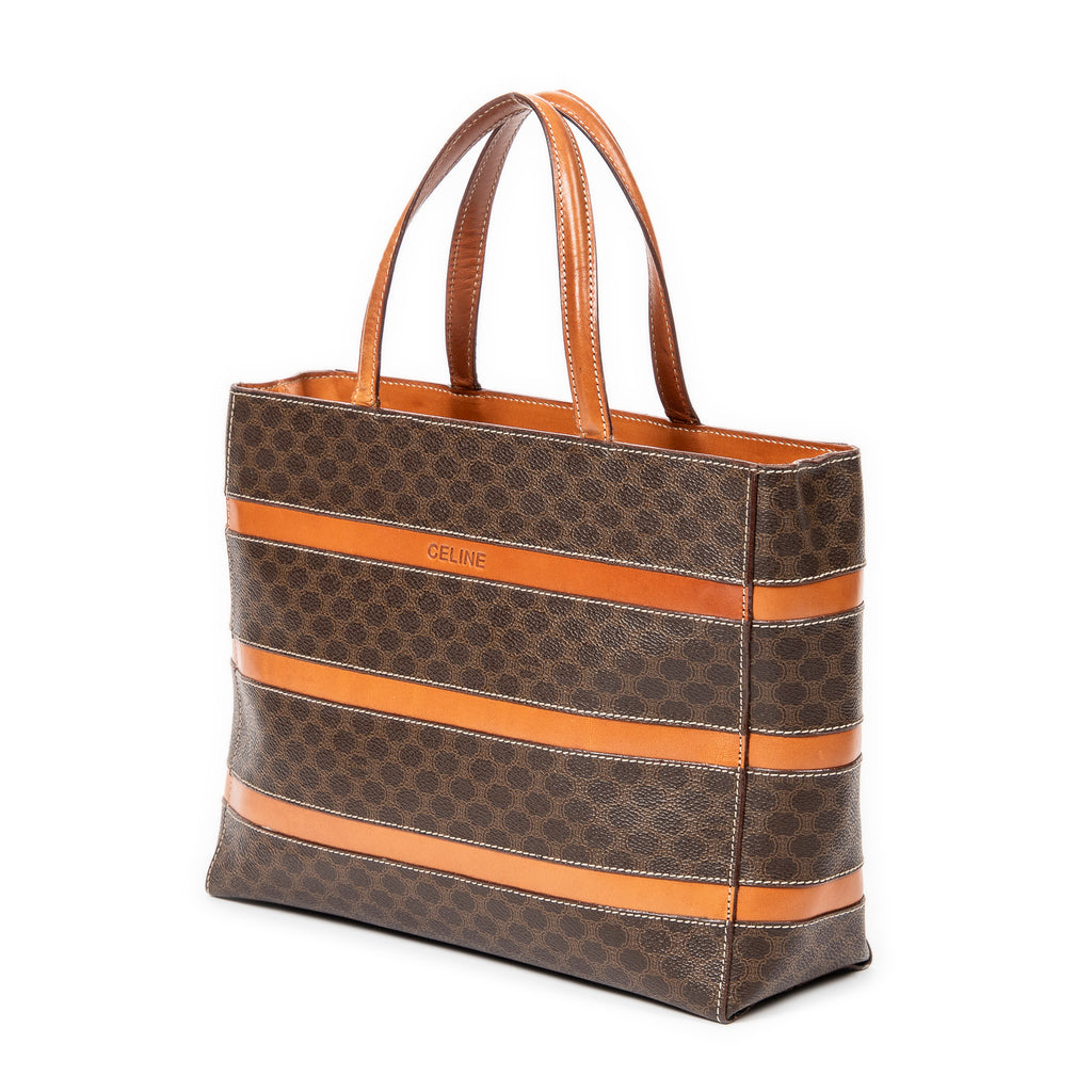 Bolso de mano pequeño cuadrado, tote, lona revestida Macadam marrón