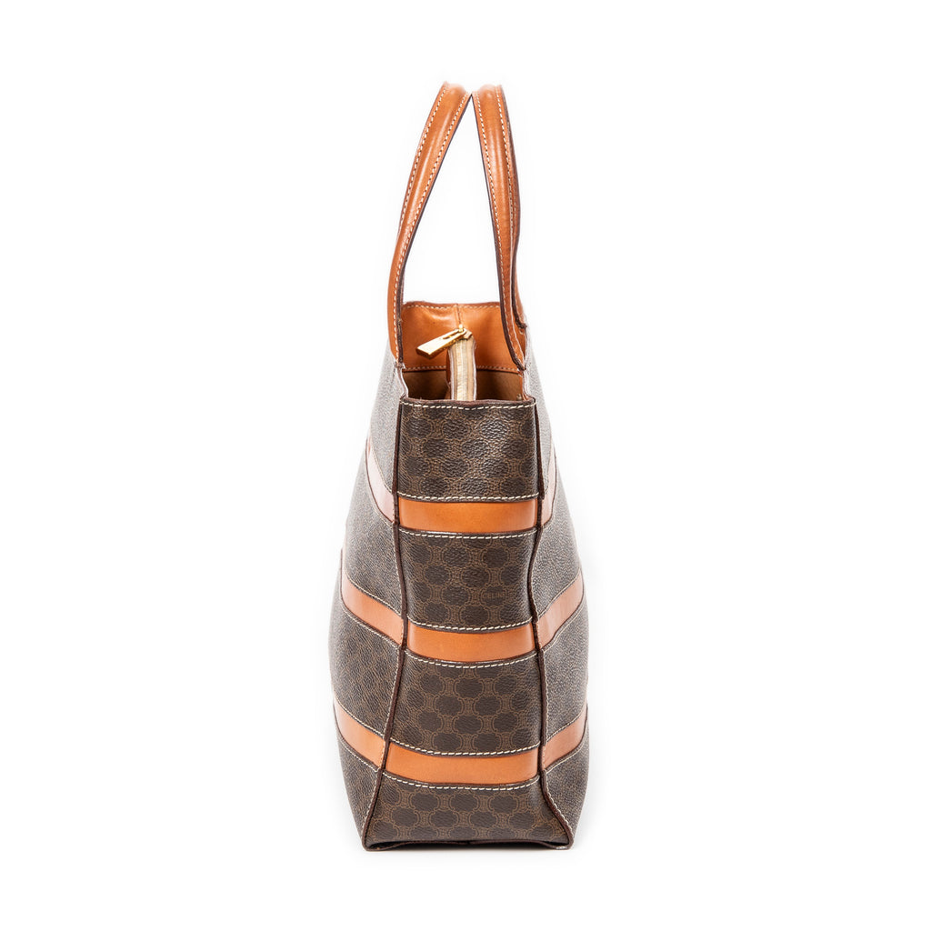 Bolso de mano pequeño cuadrado, tote, lona revestida Macadam marrón