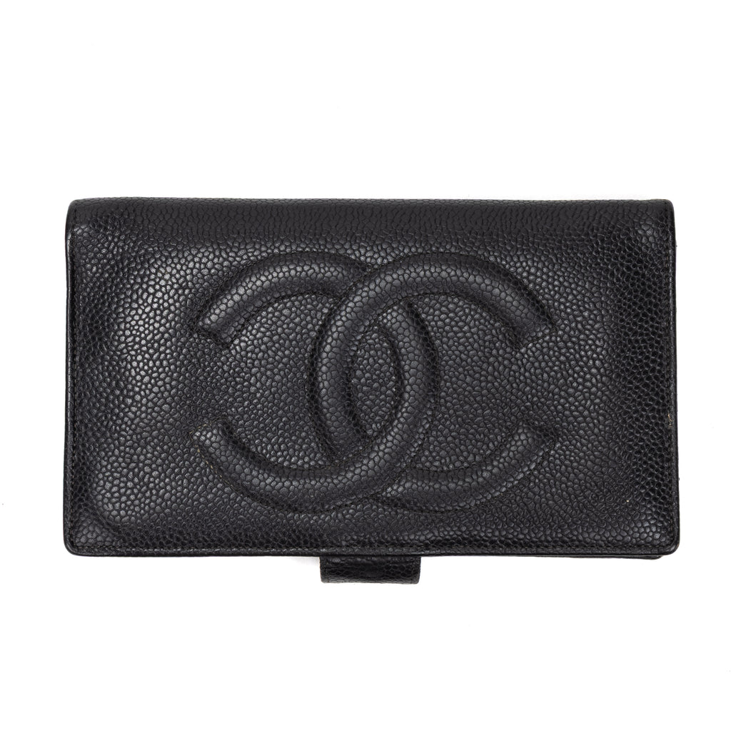 Wallet CC Timeless Long Bifold Wallet Black Caviar Leather