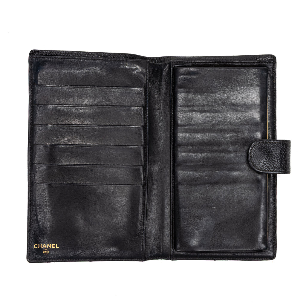 Wallet CC Timeless Long Bifold Wallet Black Caviar Leather