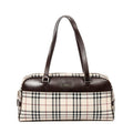 Bolso de Hombro Rectangular Bowler Lona Nova Check Beige