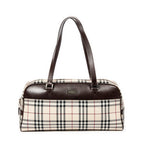 Bolso de Hombro Rectangular Bowler Lona Nova Check Beige