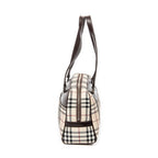 Bolso de Hombro Rectangular Bowler Lona Nova Check Beige