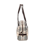 Bolso de Hombro Rectangular Bowler Lona Nova Check Beige