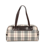 Bolso de Hombro Rectangular Bowler Lona Nova Check Beige