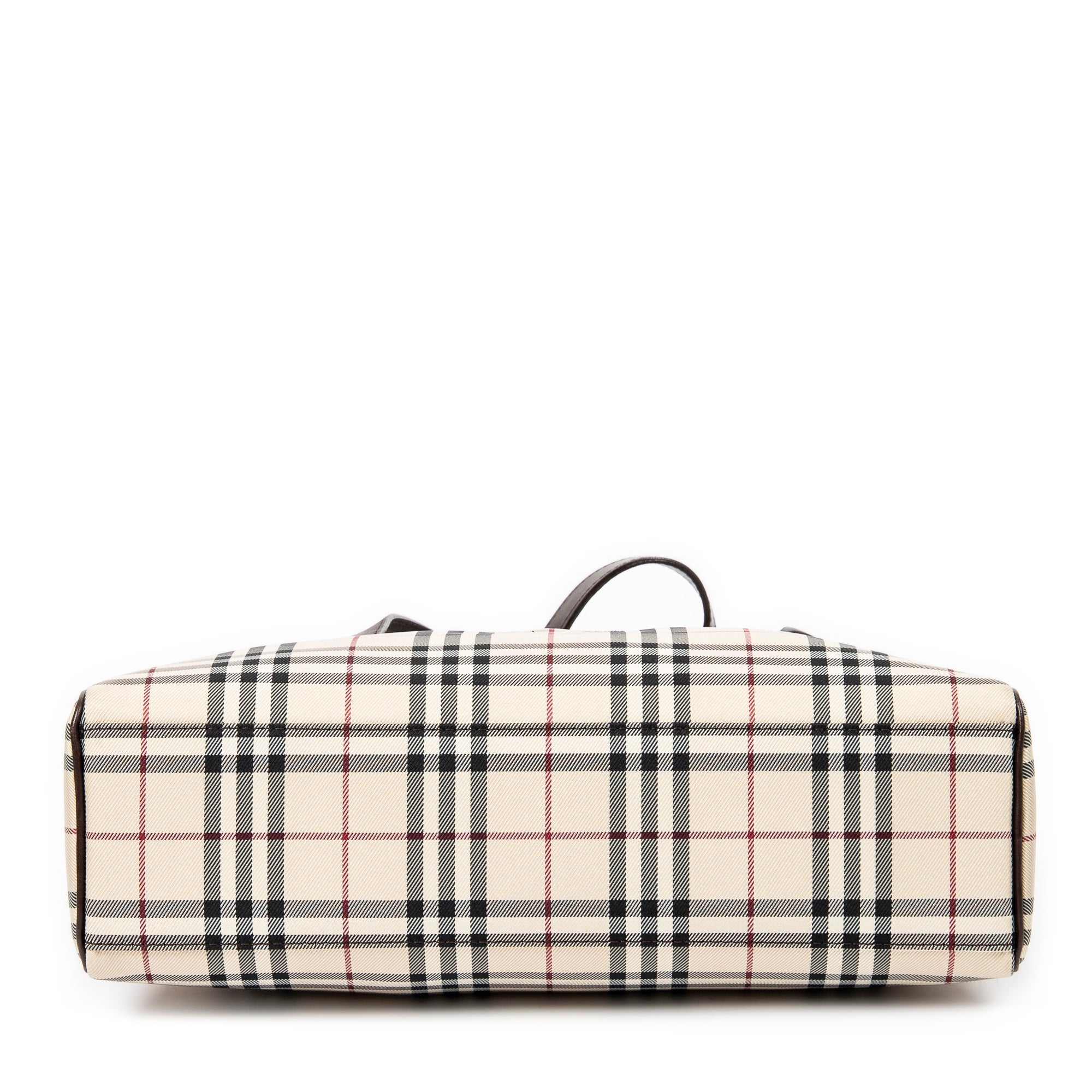 Bolso de Hombro Rectangular Bowler Lona Nova Check Beige