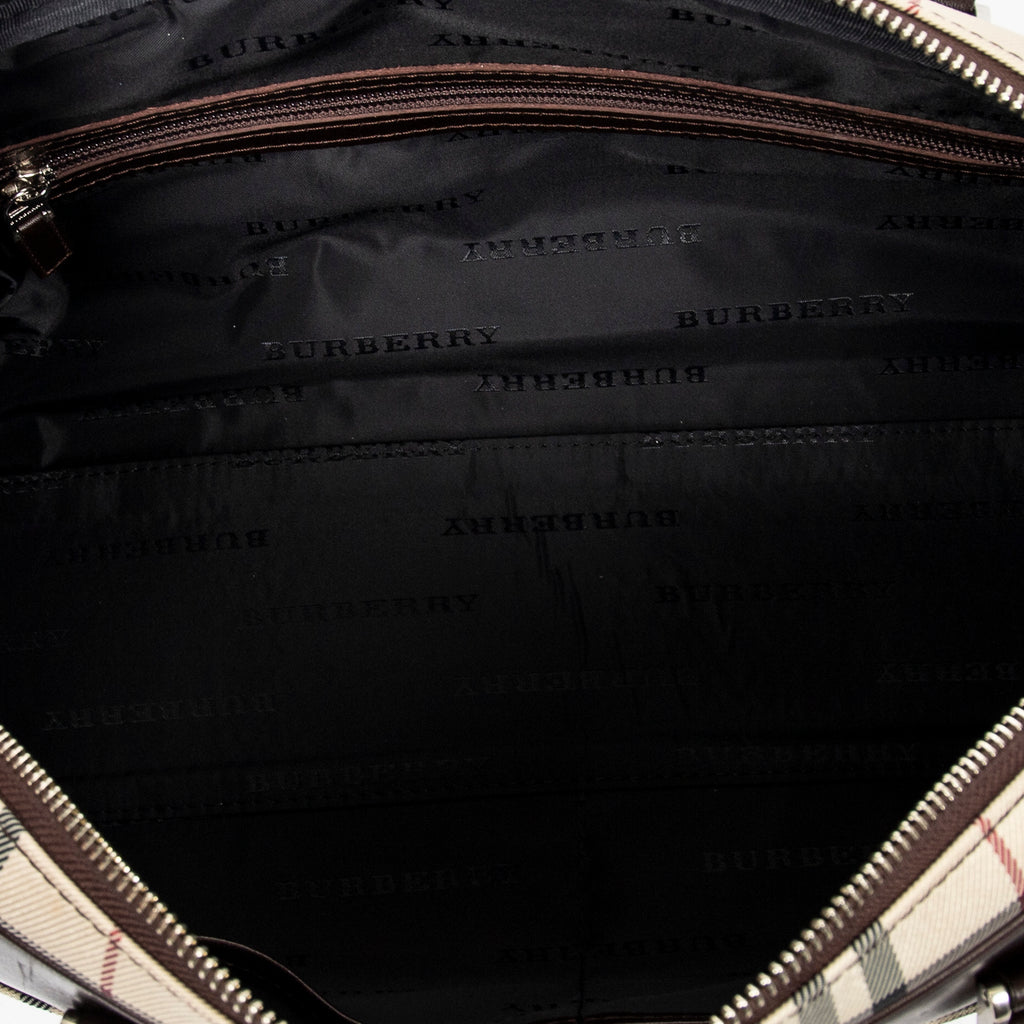 Bolso de Hombro Rectangular Bowler Lona Nova Check Beige