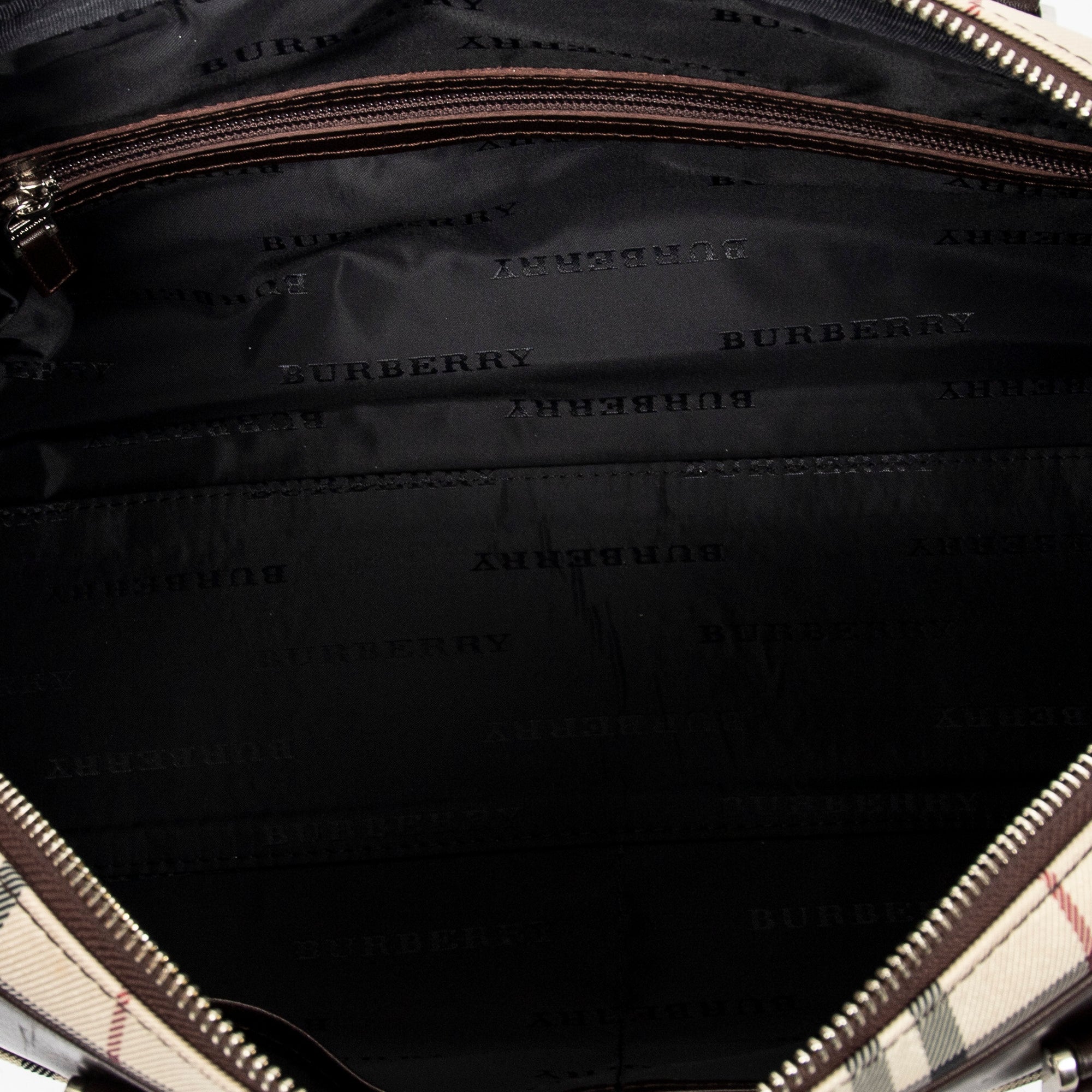 Bolso de Hombro Rectangular Bowler Lona Nova Check Beige