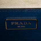 Bolso de hombro de piel de becerro lisa azul marino con doble bolsillo cosido