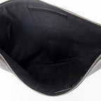 Bolso de mano con cremallera, logo, piel granulada negra