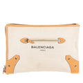 Handbag Logo Zip Clutch Beige Woven Canvas