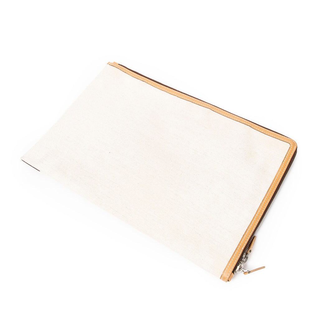 Bolso de mano con logotipo, cremallera, clutch, lona tejida beige