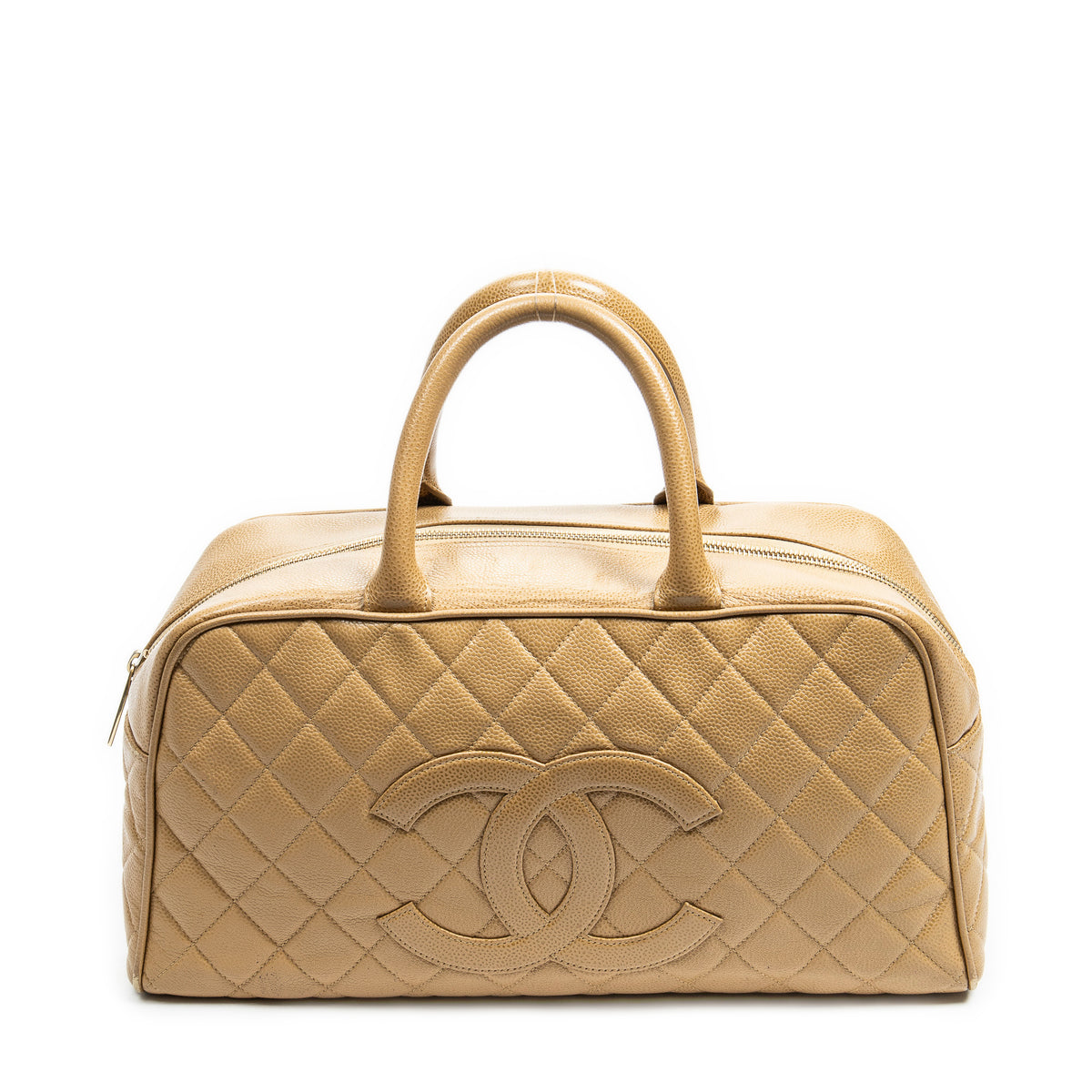 Handbag CC Timeless Bowler Bag Tan Quilted Caviar Leather