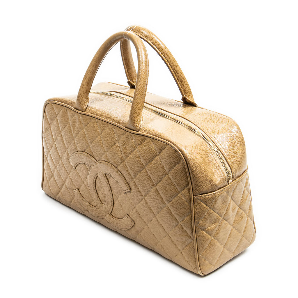 Handbag CC Timeless Bowler Bag Tan Quilted Caviar Leather