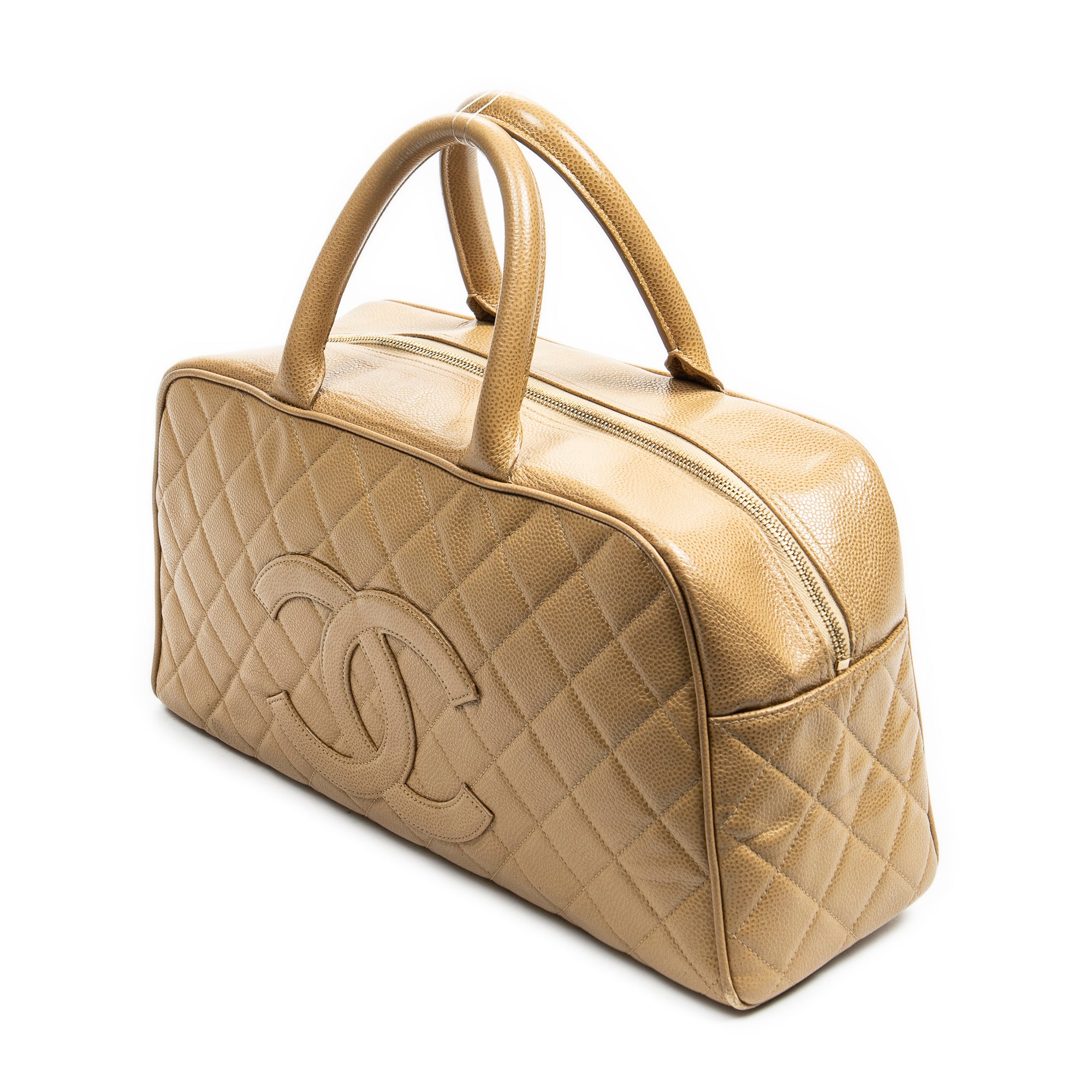 Handbag CC Timeless Bowler Bag Tan Quilted Caviar Leather