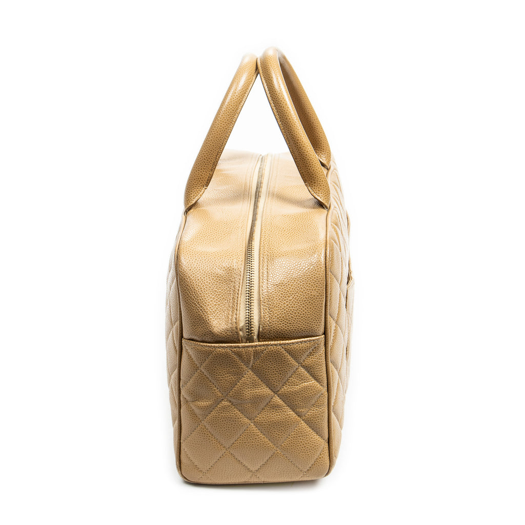 Handbag CC Timeless Bowler Bag Tan Quilted Caviar Leather