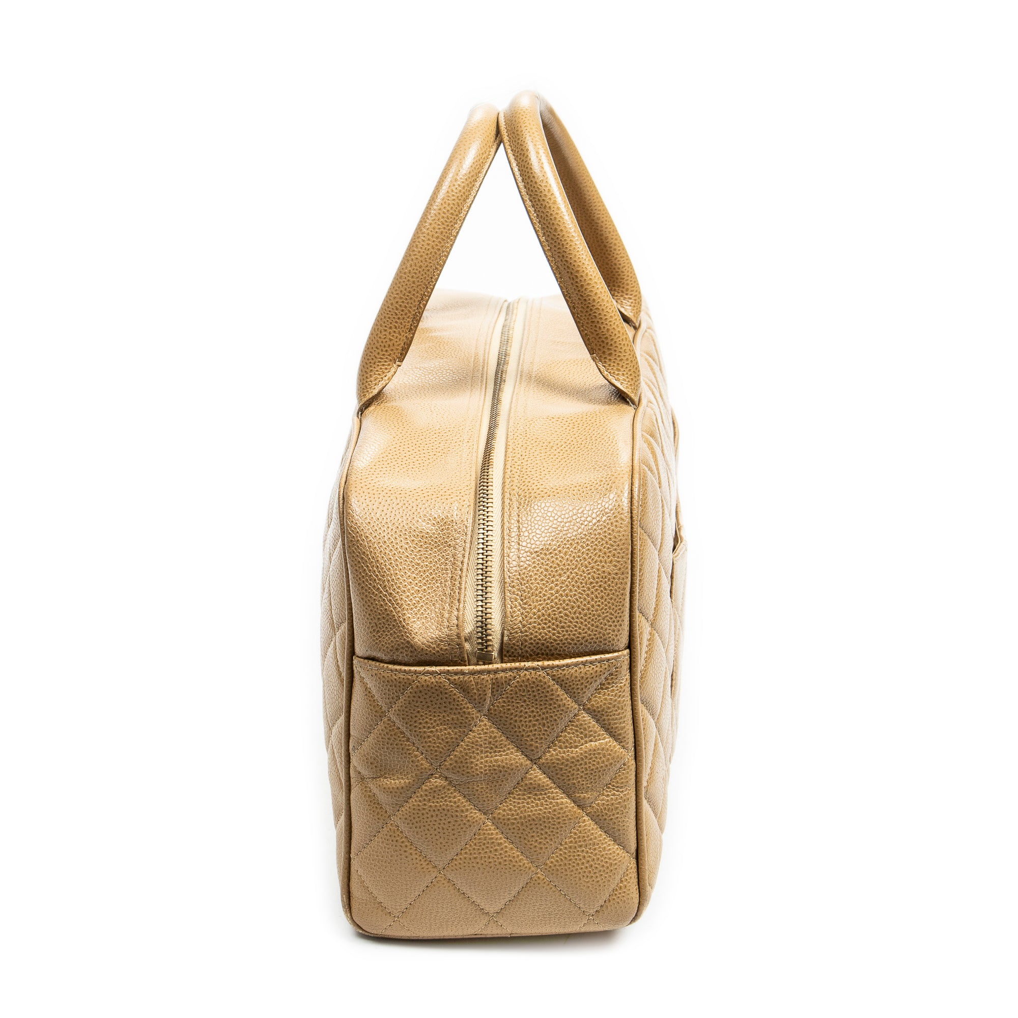 Handbag CC Timeless Bowler Bag Tan Quilted Caviar Leather