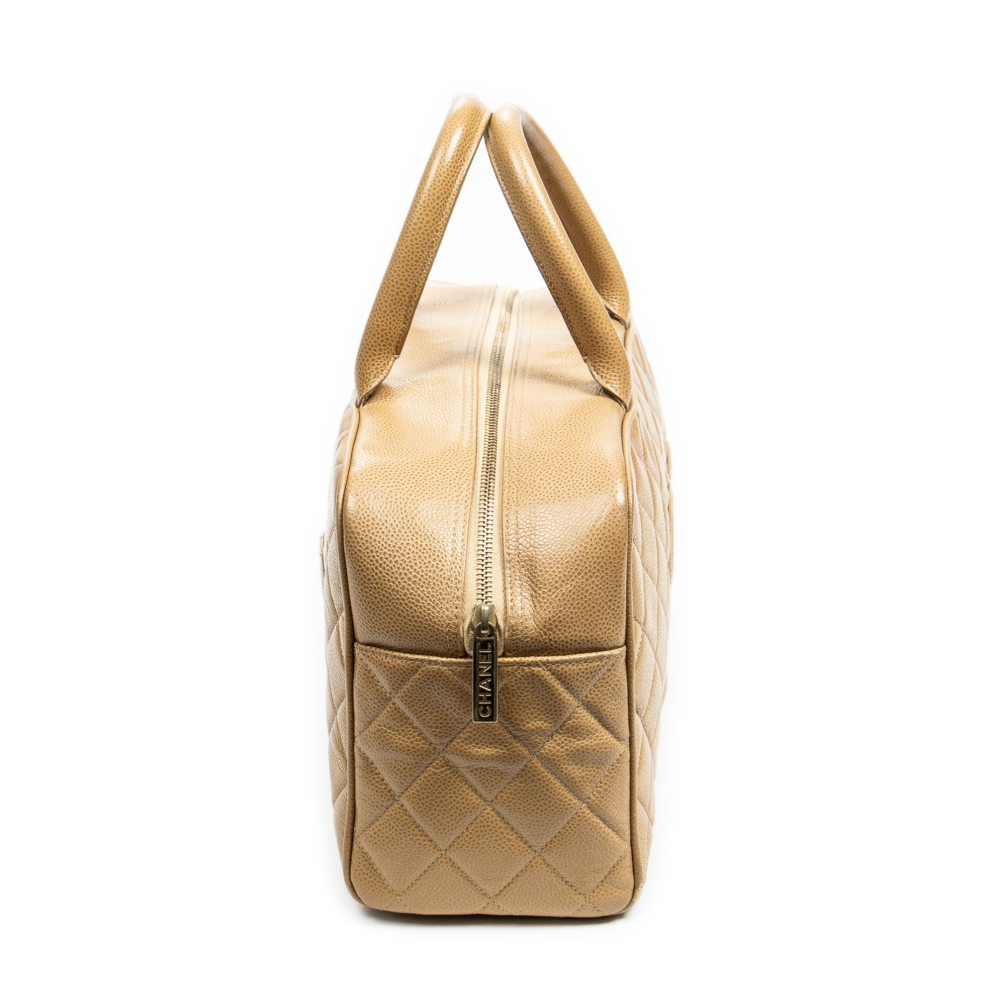Handbag CC Timeless Bowler Bag Tan Quilted Caviar Leather