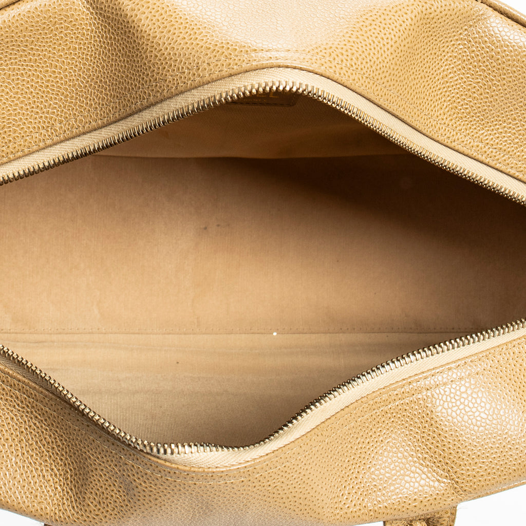 Handbag CC Timeless Bowler Bag Tan Quilted Caviar Leather