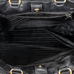 Shoulder Bag Braided Bow Tote Black Nylon Canvas
