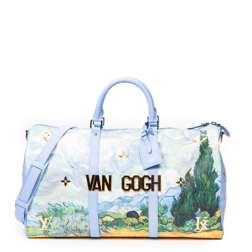 Travel Bag Ltd. Ed. Jeff Koons Masters Collection Van Gogh Keepall Bandouliere 50 Blue Masters Collection Van Gogh Printed Coated Canvas