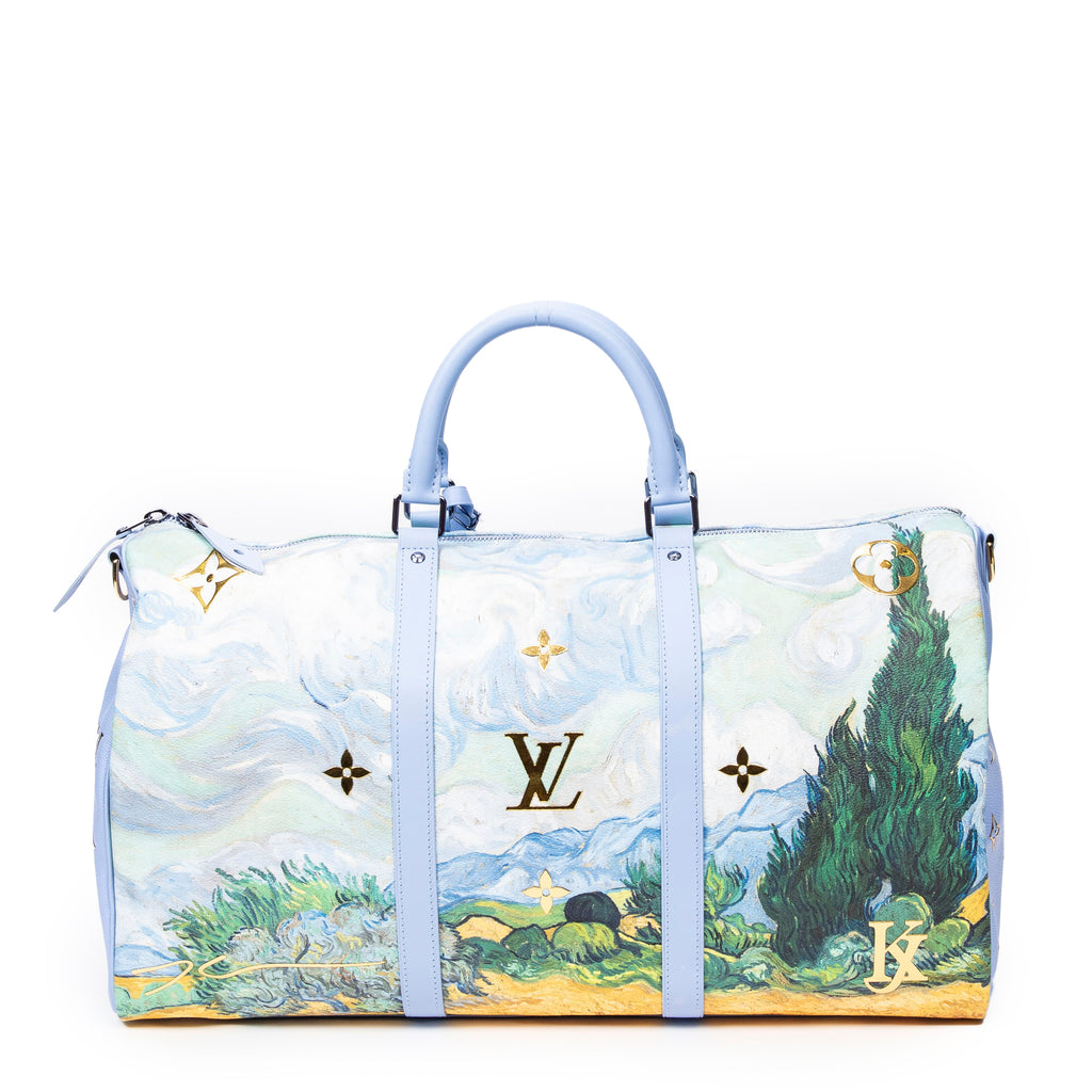 Travel Bag Ltd. Ed. Jeff Koons Masters Collection Van Gogh Keepall Bandouliere 50 Blue Masters Collection Van Gogh Printed Coated Canvas