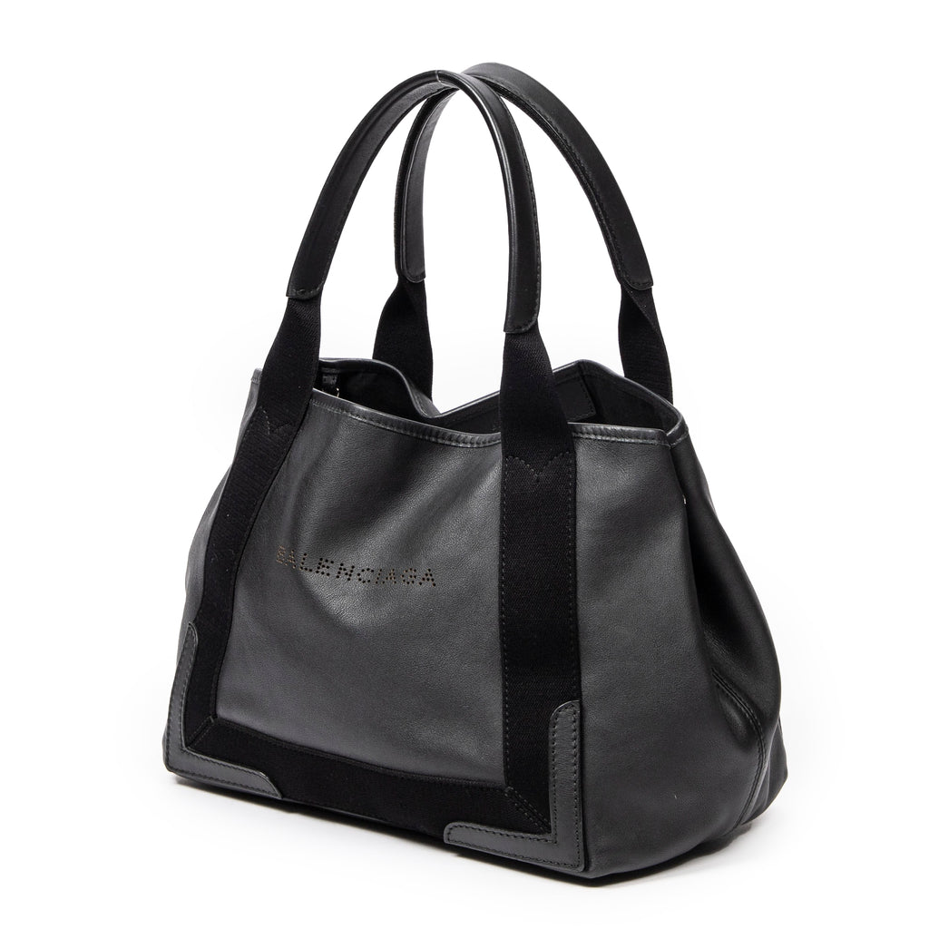Bolso de Hombro Pequeño Cabas Navy Piel de Becerro Negra