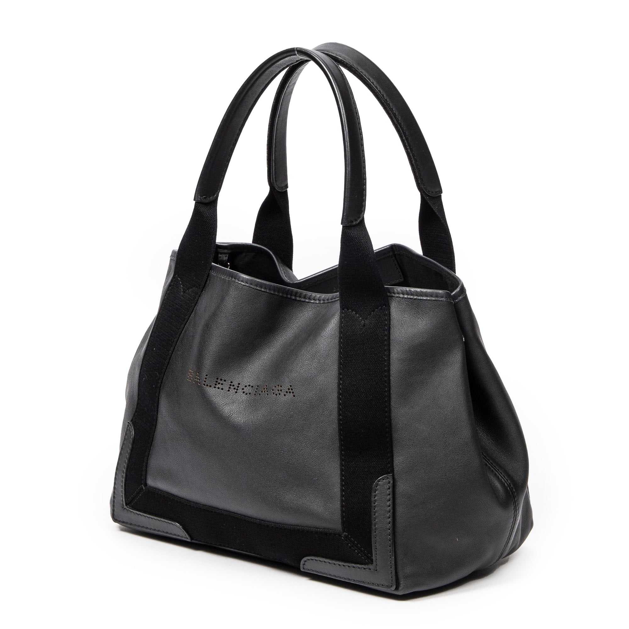 Bolso de Hombro Pequeño Cabas Navy Piel de Becerro Negra