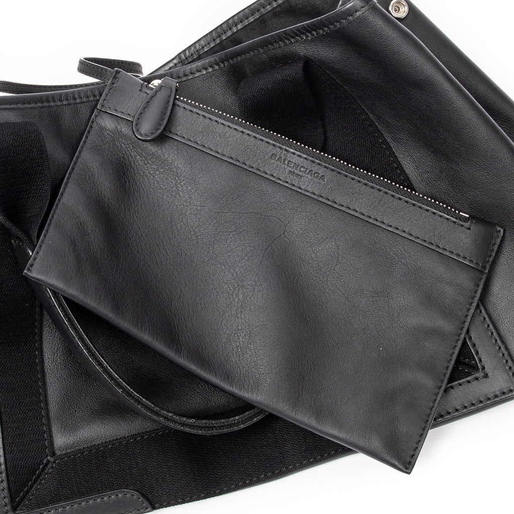 Bolso de Hombro Pequeño Cabas Navy Piel de Becerro Negra