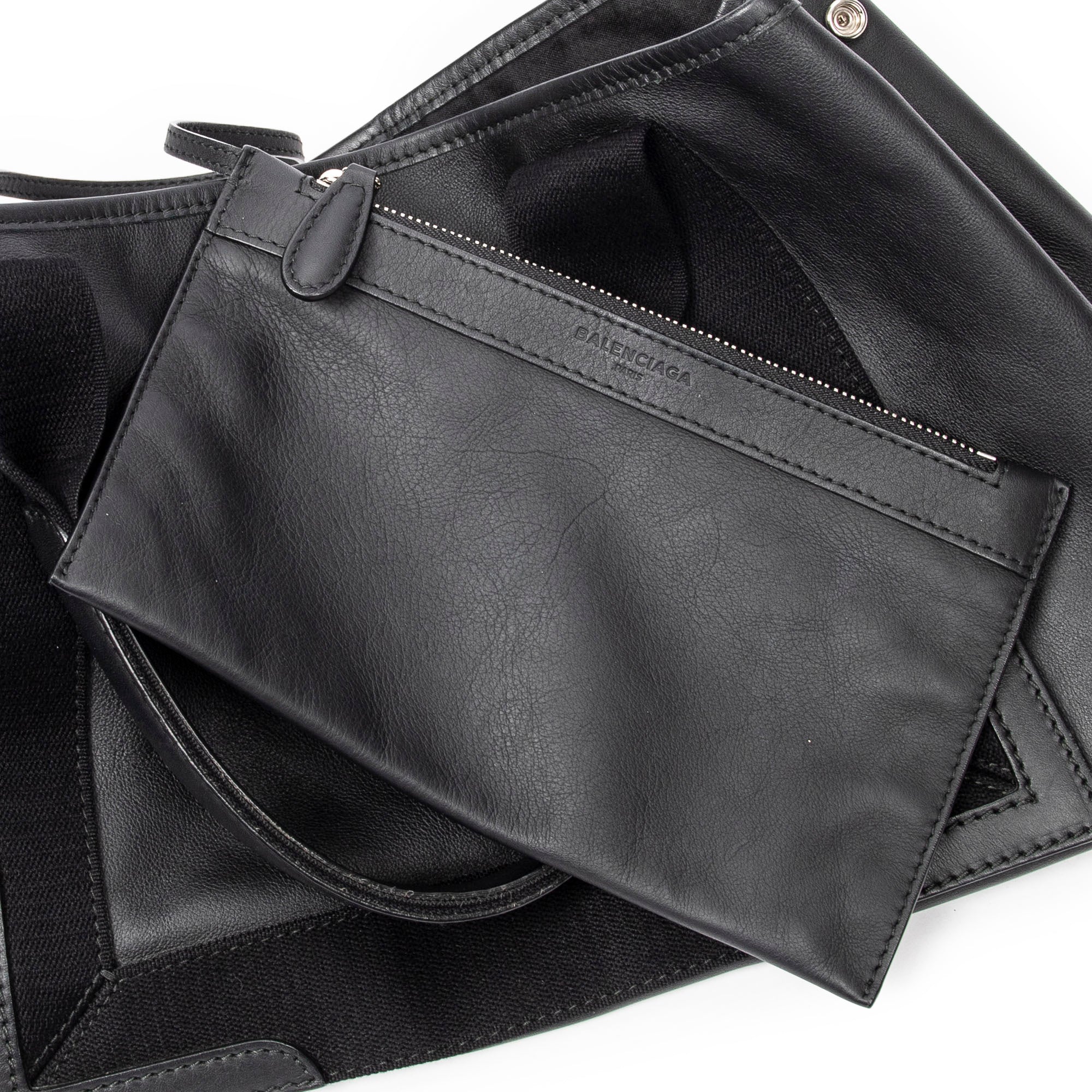 Bolso de Hombro Pequeño Cabas Navy Piel de Becerro Negra
