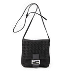 Shoulder Bag Small Flap Crossbody Black Zucchino Canvas