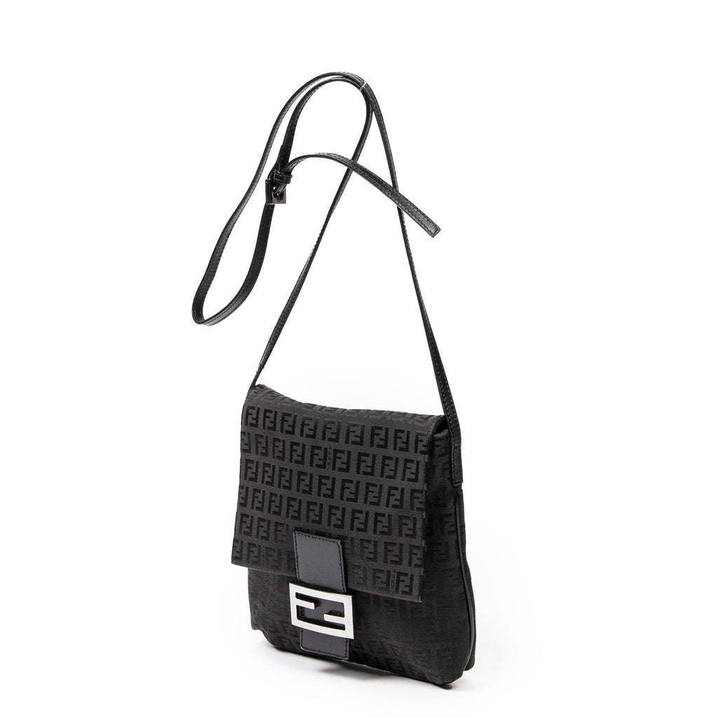 Shoulder Bag Small Flap Crossbody Black Zucchino Canvas