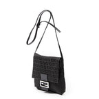 Shoulder Bag Small Flap Crossbody Black Zucchino Canvas