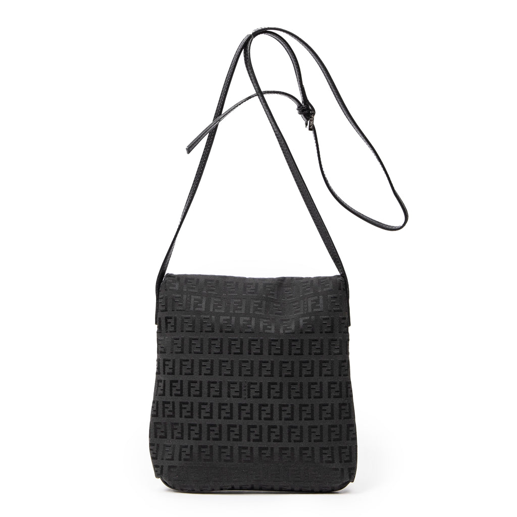 Shoulder Bag Small Flap Crossbody Black Zucchino Canvas