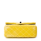 Shoulder Bag Mini Classic Flap Yellow Quilted Velvet Canvas