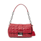 Bolso de hombro New Lock Flap Chain Bag de piel de cordero roja Cannage