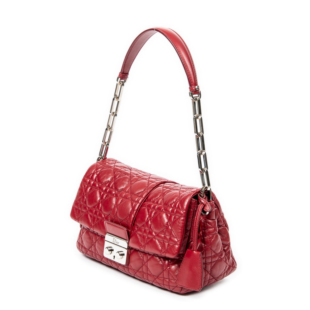 Bolso de hombro New Lock Flap Chain Bag de piel de cordero roja Cannage