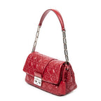 Bolso de hombro New Lock Flap Chain Bag de piel de cordero roja Cannage
