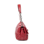 Bolso de hombro New Lock Flap Chain Bag de piel de cordero roja Cannage